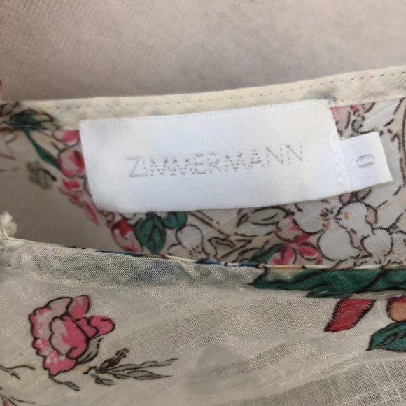 Zimmermann Cream Floral Sleeveless Cott on Play Suit Size 8 - Picture 11 of 15